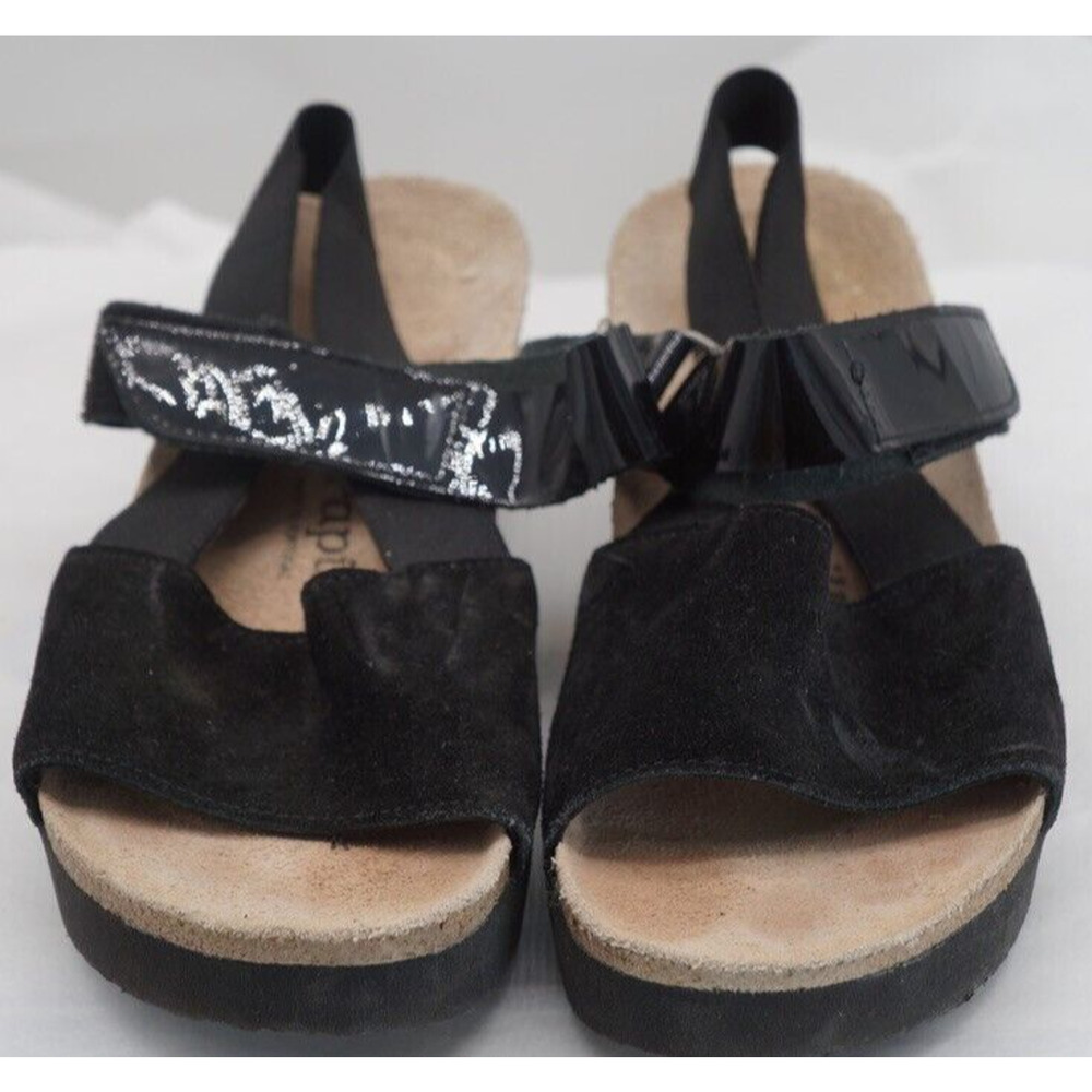 Papillio By Birkenstock Lana Black Leather Wedge Sandals Size 38 US 7 - Picture 5 of 10